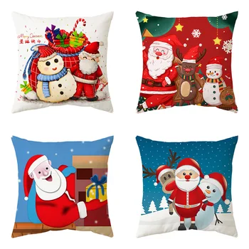 Рождественская наволочка, декоративная подушка, праздничный подарок с принтом Лося на диване с перекрестной каймой Могут быть настроены