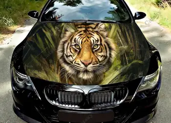 виниловые наклейки на капот автомобиля с изображением животного тигра Оберните виниловой пленкой Наклейки на крышку двигателя Наклейка на автомобиль Автоаксессуары