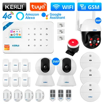 Сигнализация KERUI 4G для жилых помещений W184 Tuya Smart Home Беспроводная GSM сигнализация Датчик двери Защита от взлома