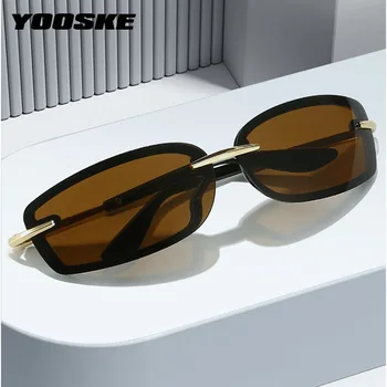 Квадратные солнцезащитные очки YOOSKE Fashion карамельного цвета Y2K Future Style Солнцезащитные очки Женские ретро полуметаллические солнцезащитные очки 