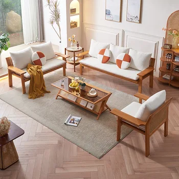 Изделие может быть изготовлено по индивидуальному заказу - новый диван из массива дерева в китайском стиле для гостиной, двойного назначения зимой и летом, простой белый воск