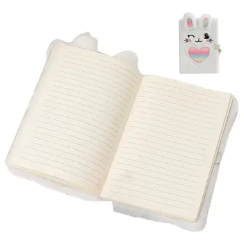 Дневник с замком 80 страниц, закрывающийся Плюшевый дневник с кроликом для девочек, студенческие канцелярские принадлежности, Творческий Блокнот для рисования Пожеланий