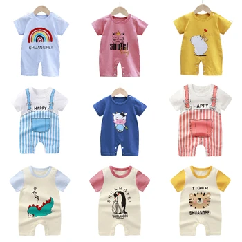 Детский комбинезон, Летняя одежда для новорожденных Девочек, Комбинезон с короткими рукавами для мальчиков, Детская одежда, товары для новорожденных, Боди для новорожденных