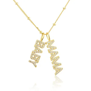 Персонализированное ожерелье с бриллиантовым именем, Подвеска с буквенной табличкой из Циркона, Изготовленное на Заказ Начальное ожерелье из нержавеющей стали с кристаллами для женщин