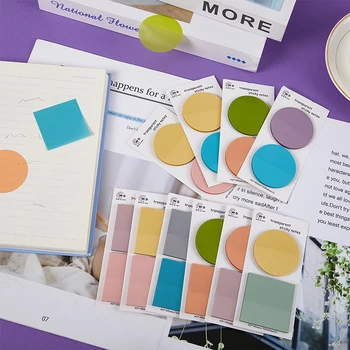 1 комплект прозрачных стикеров Morandi Color для заметок Стикеры для блокнота Список ежедневных дел Бумага для заметок для студентов Канцелярские принадлежности для офиса