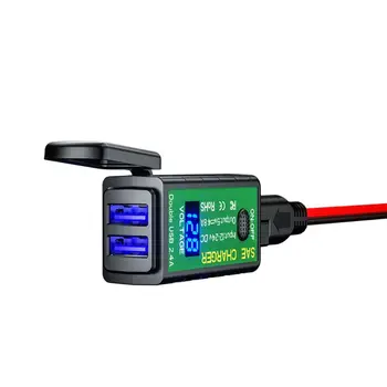 50JA Водонепроницаемый Мотоцикл Двойной 2.4A USB Зарядное Устройство SAE к USB Адаптеру со Светодиодным Вольтметром ВКЛ ВЫКЛ для iphone Мобильный Телефон GPS