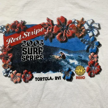 Винтажная рубашка для серфинга, большая Красная полоса 2003 года, серия Surf, Тортола, Британские Виргинские острова, длинные рукава