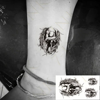 Водонепроницаемые наклейки с татуировками в стиле школы темных падших ангелов для мужчин и женщин, прочные персонализированные наклейки с татуировками в виде цветка на руке