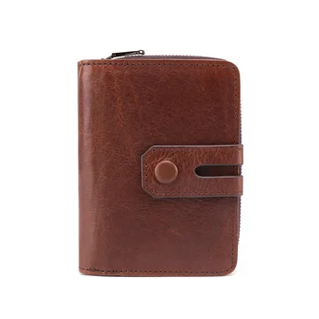 Винтажный мужской кошелек RFID из натуральной кожи с карманом для монет, короткие кошельки для держателей карт, мужской кошелек для денег, качество мешка