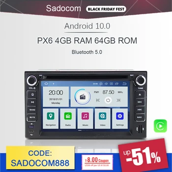PX6 2 din Android 10,0 Автомобильный DVD-плеер 6 Core 64GB ROM 4GB RAM авторадио GPS автомобильное радио для Kia Cerato Sportage Sorento spectra