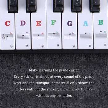 Наклейки для фортепиано, съемная музыкальная наклейка, наклейки для заметок на клавиатуре для детей