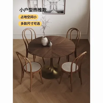 Винтажный круглый столик из массива дерева, небольшой бытовой блок, балкон, композитная каменная панель, стол для переговоров и стул walnu