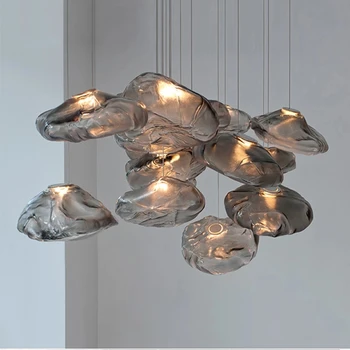 Современный дизайн Подвесной светильник из облачного стекла Дымчато-серый Арт-Подвесной светильник для гостиной, кухни, Кафе-бара, внутреннего декора.