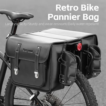 Кожаная сумка для заднего сиденья велосипеда в стиле ретро, Большая Вместительная Задняя сумка для велосипеда, Универсальная Велосипедная стойка, Сумки для сидений, Боковая сумка для хранения велосипедов