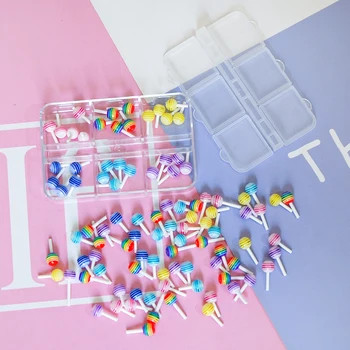 1 коробка 6 мм 30 шт 3D многоцветная смесь смолы в форме леденца На палочке Милое украшение для ногтей для сладкого маникюра своими руками Аксессуары
