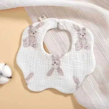 Новый детский марлевый нагрудник с рисунком, молочко от рвоты Для новорожденных, легко моется, предотвращает слюнотечение, Можно вращать лепестковый нагрудник