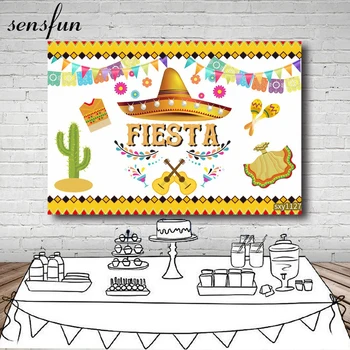 Sensfun Тема Мексиканской Фиесты Фон для фотосъемки Баннер на день рождения Фото Фон для украшения вечеринки на заказ поставщика