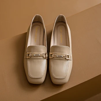Классические Кожаные женские Эспадрильи высшего качества, Дизайнерский бренд класса люкс, Лоферы-слипоны с квадратным носком, Универсальная удобная обувь на плоской подошве