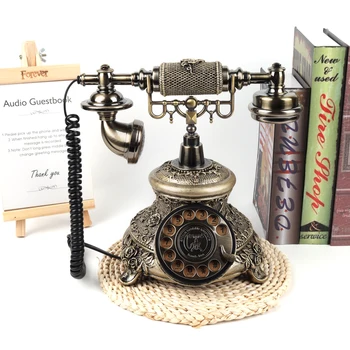 Антикварный телефон CHEETA Bronze в винтажном европейском стиле для свадебных мероприятий, Аудио Гостевая книга, телефон из латуни, Металлическая Аудио Гостевая книга, телефон