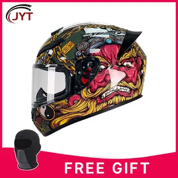 Шлем в горошек с полным лицом Cascos Para Motos, Бесплатная доставка, Мотоциклетные шлемы для мужчин и женщин, шлем для мотокросса Four Seasons