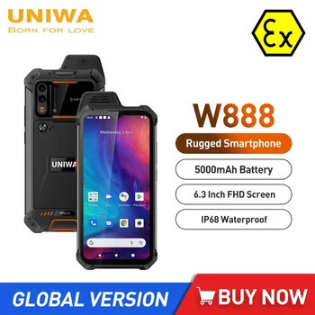 UNIWA W888 ATEX Взрыв IP68 Прочный Смартфон Andriod 11 Восьмиядерный 4 ГБ + 64 ГБ 6,3-дюймовый HD / FHD экран 4G Мобильный Телефон 5000 мАч NFC