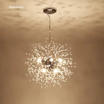Романтическая люстра в виде одуванчика Art Decor G9 LED подвесной светильник Столовая Отель Внутреннее золотое хромированное освещение