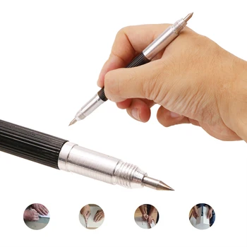Стеклокерамический маркер с наконечником из сплава, ручка для черчения, портативные инструменты для нанесения маркировки и гравировки с двумя головками