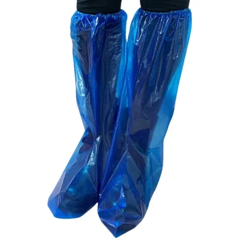 10 пар водонепроницаемых толстых пластиковых одноразовых чехлов для дождевой обуви с высоким берцем, противоскользящих для женщин и мужчин