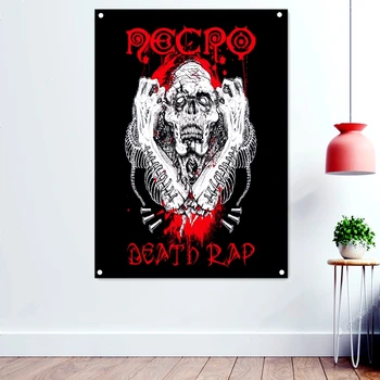 Отвратительные кровавые художественные обои Баннеры Произведения искусства в стиле хэви-метал Плакат с изображением татуировки в виде страшного черепа Значок рок-группы Флаги