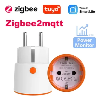 Мини Смарт Zigbee 3.0 Power Plug 16A EU Розетка 3680 Вт Метр Пульт Дистанционного Управления Работает С Zigbee2mqttt и Home Assistant NAS WR01B
