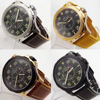 Мужские часы Parnis Special Design, роскошные 44-мм автоматические часы с функцией автоматической даты по Гринвичу, механизм ST2557, сапфировое стекло