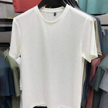 Модная футболка для мужчин, высококачественные дышащие футболки с коротким рукавом, Летние пуловеры с круглым вырезом, топы, мужская одежда