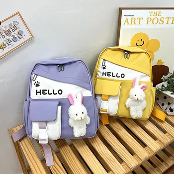 Детская школьная сумка, детские рюкзаки, детский сад, мультяшный кролик, нейлоновый рюкзак для мальчиков и девочек, школьные маленькие сумки Kawaii