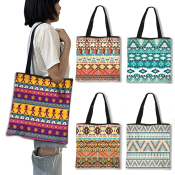 Сумка для покупок с рисунком мексиканских ацтеков, женская повседневная сумка-тоут, винтажная сумка для девочек, сумки для покупок большой емкости, пляжная сумка через плечо