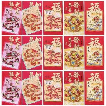 Красные конверты в китайском стиле Хунбао, новогодние денежные пакеты, счастливые денежные мешки, красные конверты с карманами (смешанный стиль)