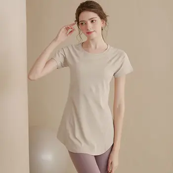 Летний женский спортивный топ, быстросохнущие дышащие рубашки для йоги с коротким рукавом, спортивная одежда для бега