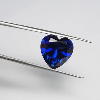Meisidian 5A Качество 2 карата в форме сердца 8x8 мм Драгоценный камень Корунд Королевский синий Сапфир Рубиновый Пирс