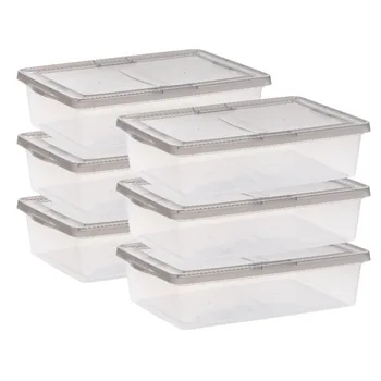 Пластиковый ящик для хранения с защелкивающимся верхом на 28 литров, контейнеры-органайзеры для хранения на 6 упаковок