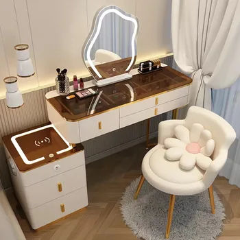 Шкаф Nordic Light Туалетный столик Черный Usb Bluetooth Стул Туалетный столик Зеркало для хранения мебели Comoda Pra Quarto