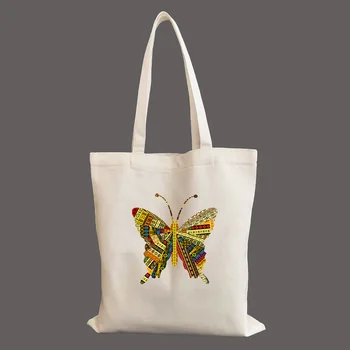 Сумка через плечо с африканскими мотивами в виде бабочки, студенческая женская сумка, многоразовые сумки для покупок, холщовая сумка-тоут, ручные сумки для покупок