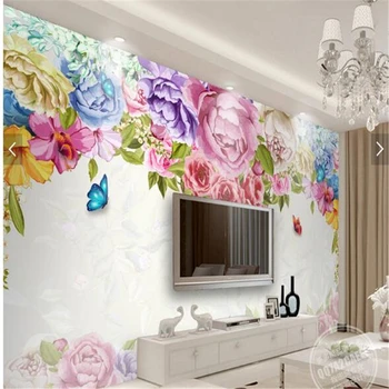 beibehang 3d пользовательские фотообои настенные фрески наклейки в европейском стиле ручная роспись ретро розовое дерево ТВ настенная бумага de parede