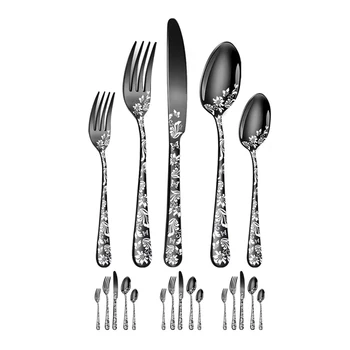 Набор из 20 предметов, столовое серебро из нержавеющей стали, Набор столовых приборов на 4 персоны С уникальным рисунком, включает столовые ножи