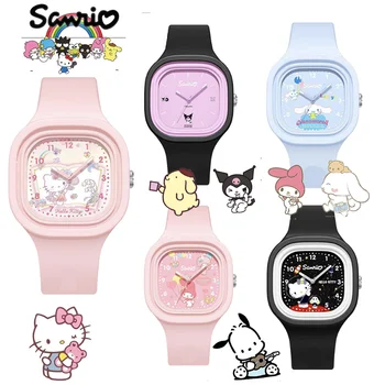 Мультяшные силикагелевые часы Sanrio Hello Kitty Kuromi My Melody Студенческие электронные часы Cinnamoroll, детские часы с указкой, подарок